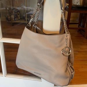 Large Gray Leather Michael Kors Shoulder Bag